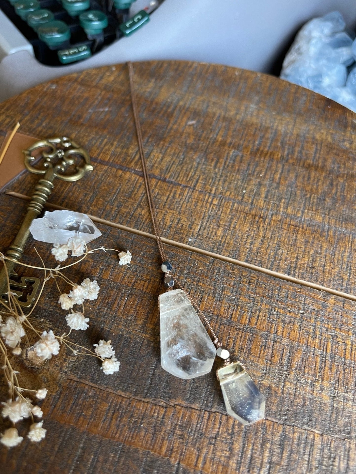 double citrine silk crystal necklace | adjustable lariat style - lil shop of light & love