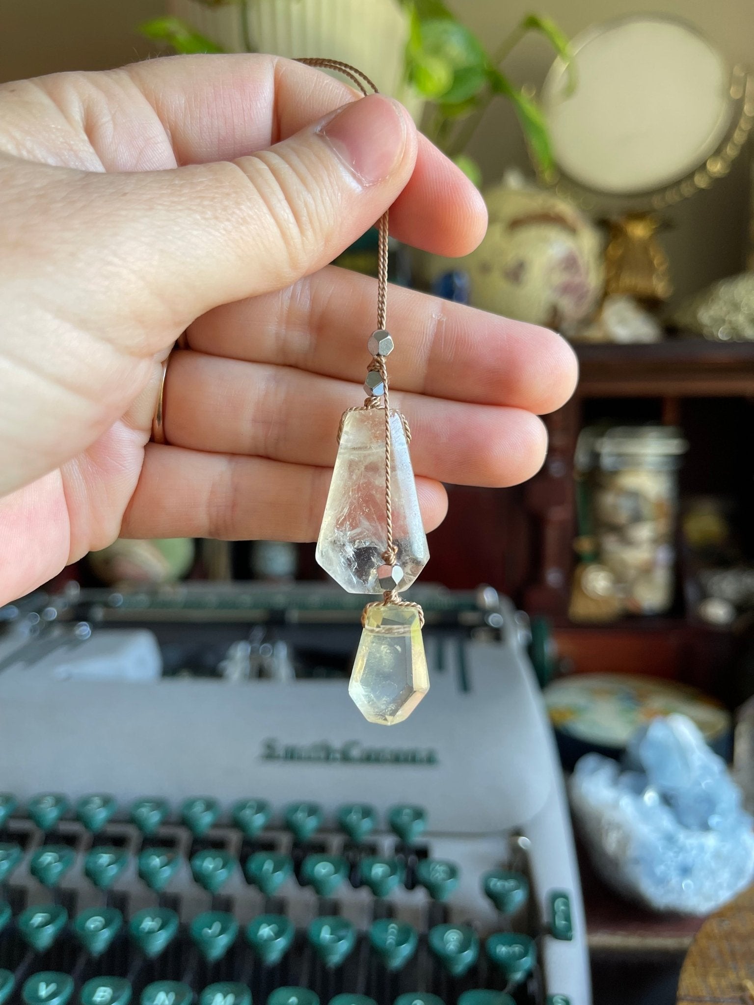 double citrine silk crystal necklace | adjustable lariat style - lil shop of light & love