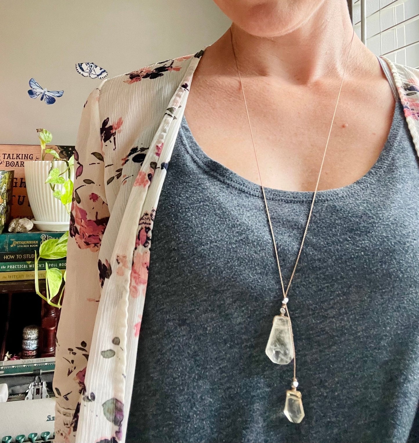 double citrine silk crystal necklace | adjustable lariat style - lil shop of light & love