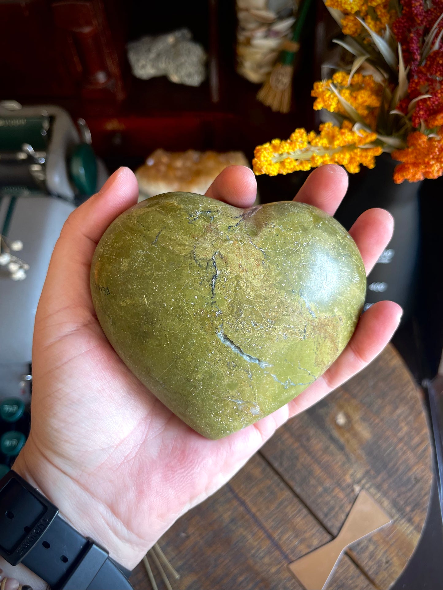 green opal | heart palm stone