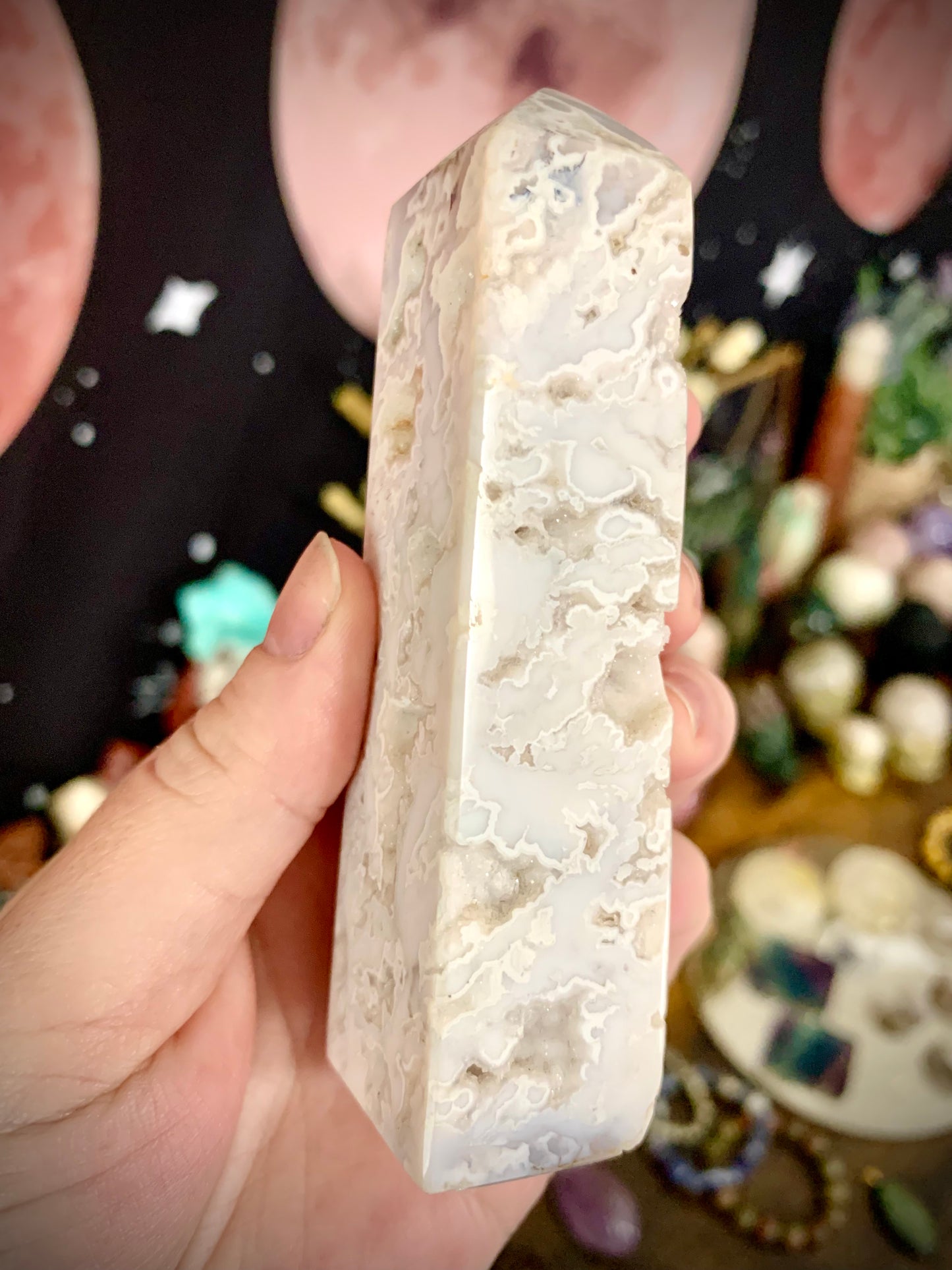 white crazy lace agate towers