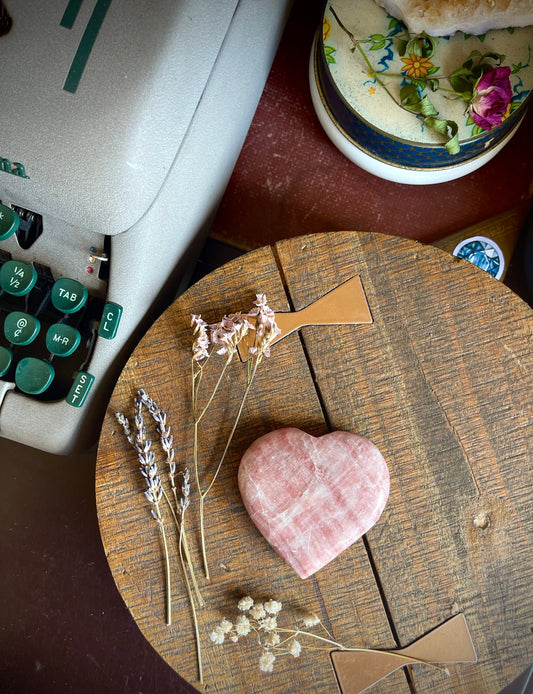 rose calcite | heart palm stones