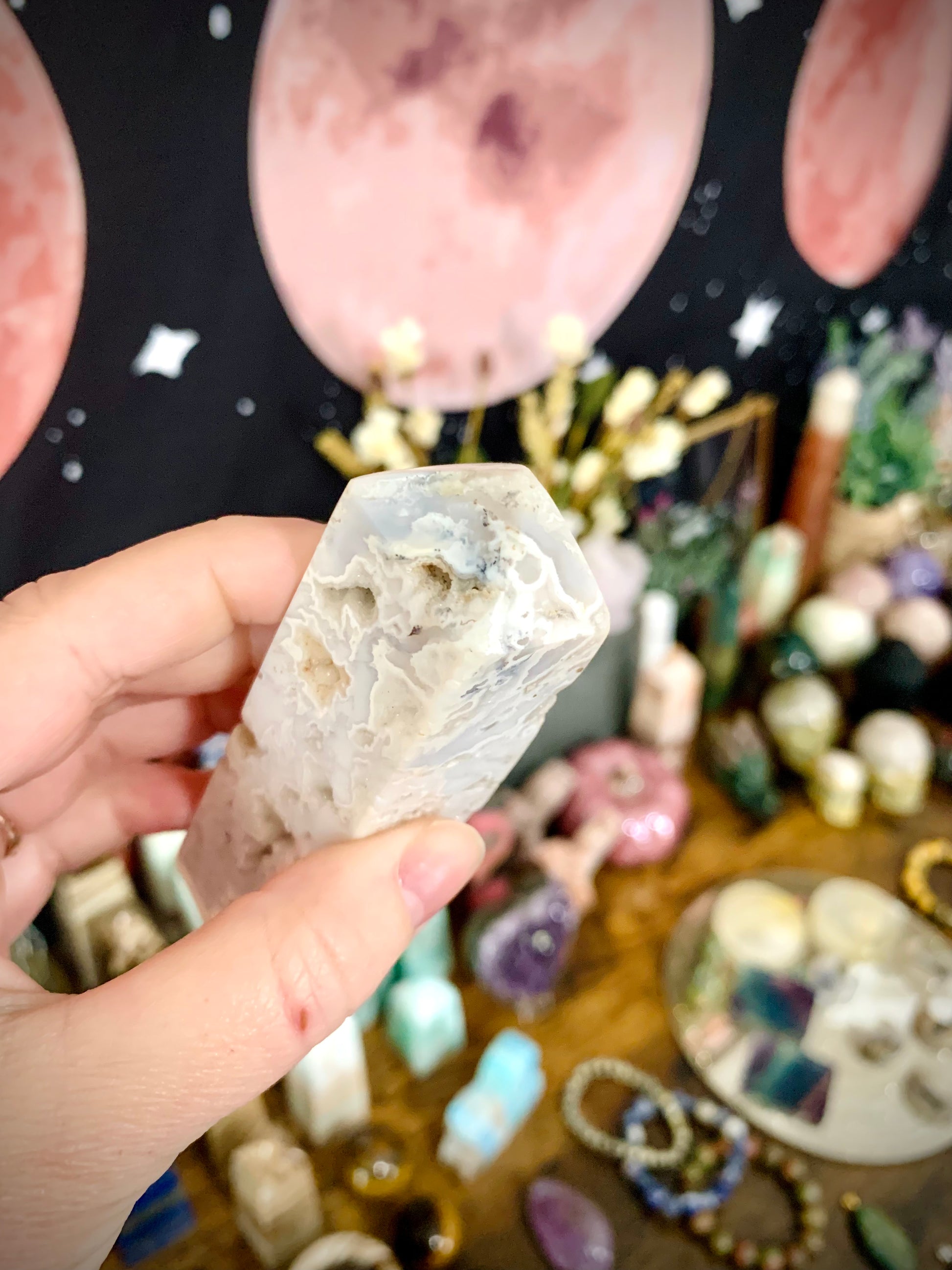 white crazy lace agate towers