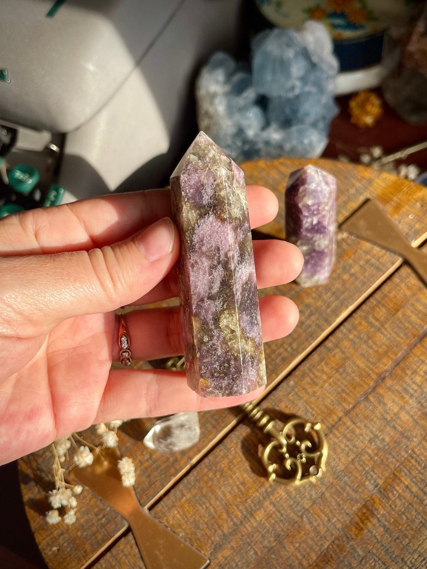 lepidolite (purple mica) towers - lil shop of light & love