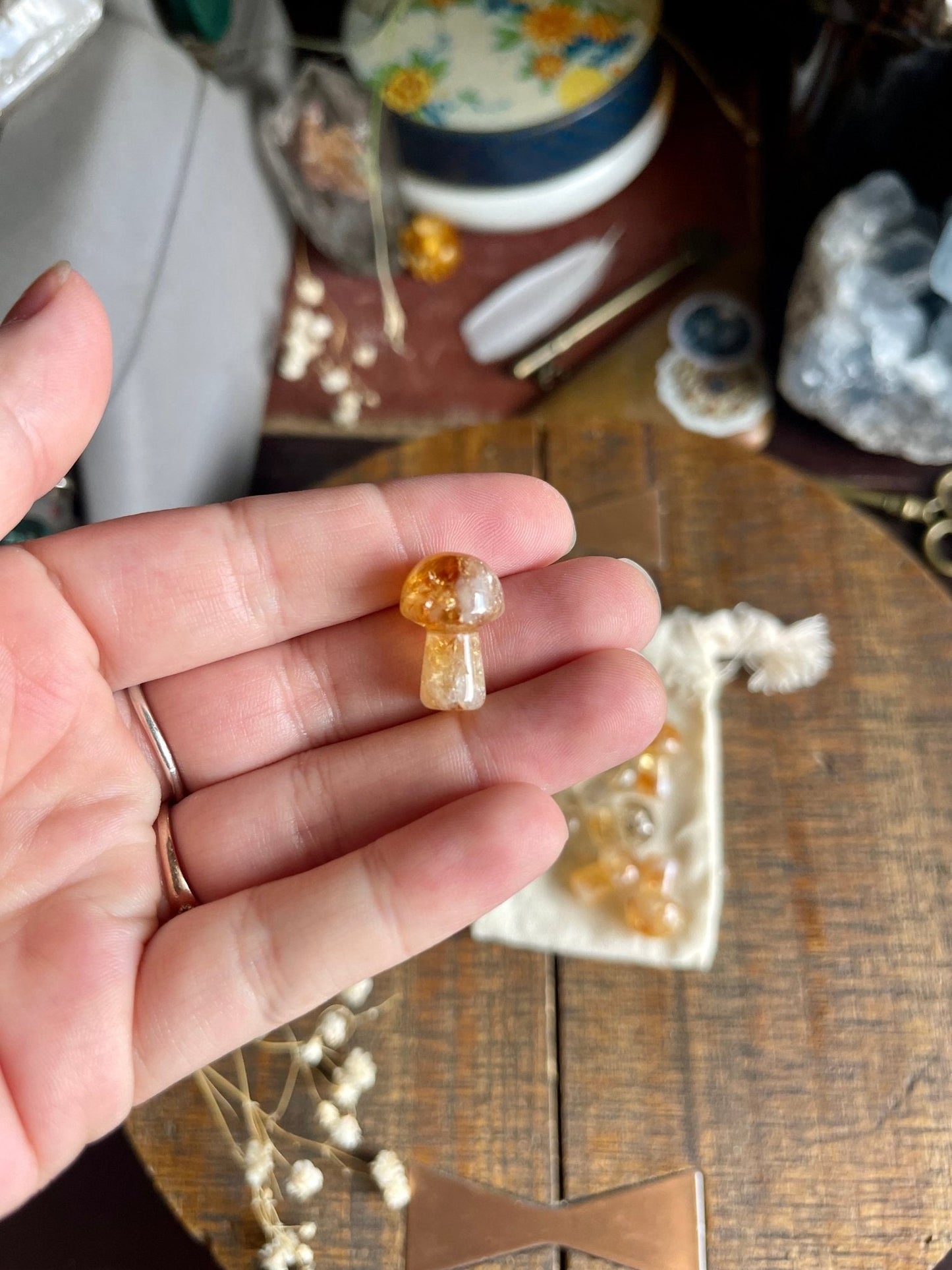 lil citrine crystal mushrooms - lil shop of light & love