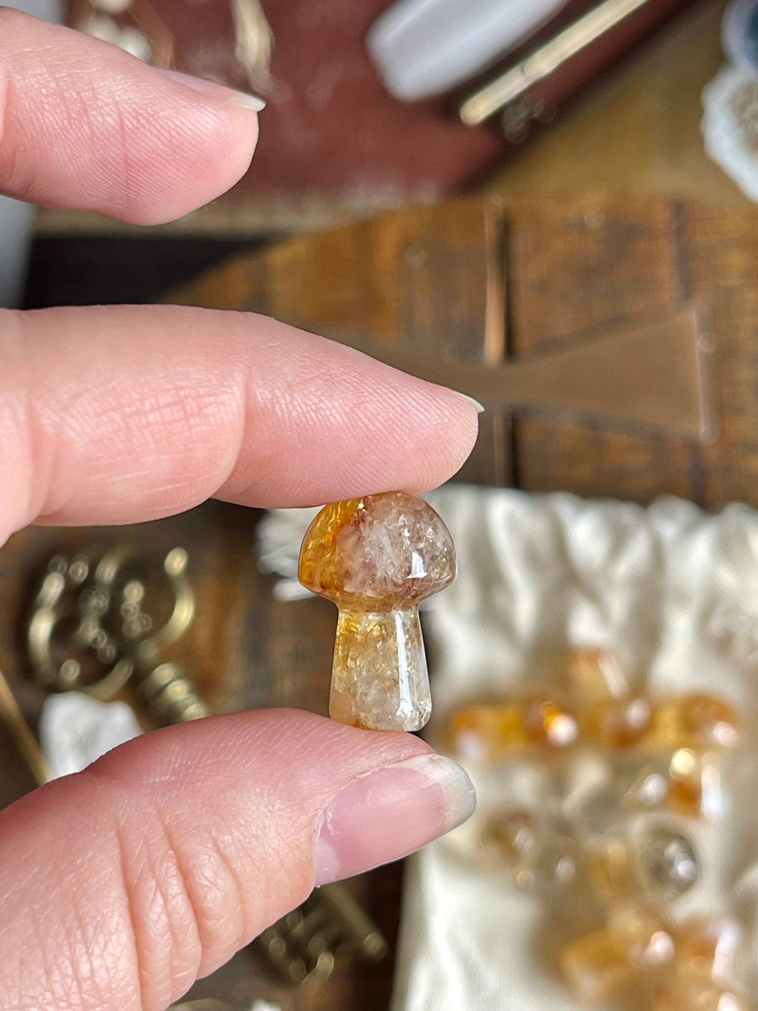 lil citrine crystal mushrooms - lil shop of light & love