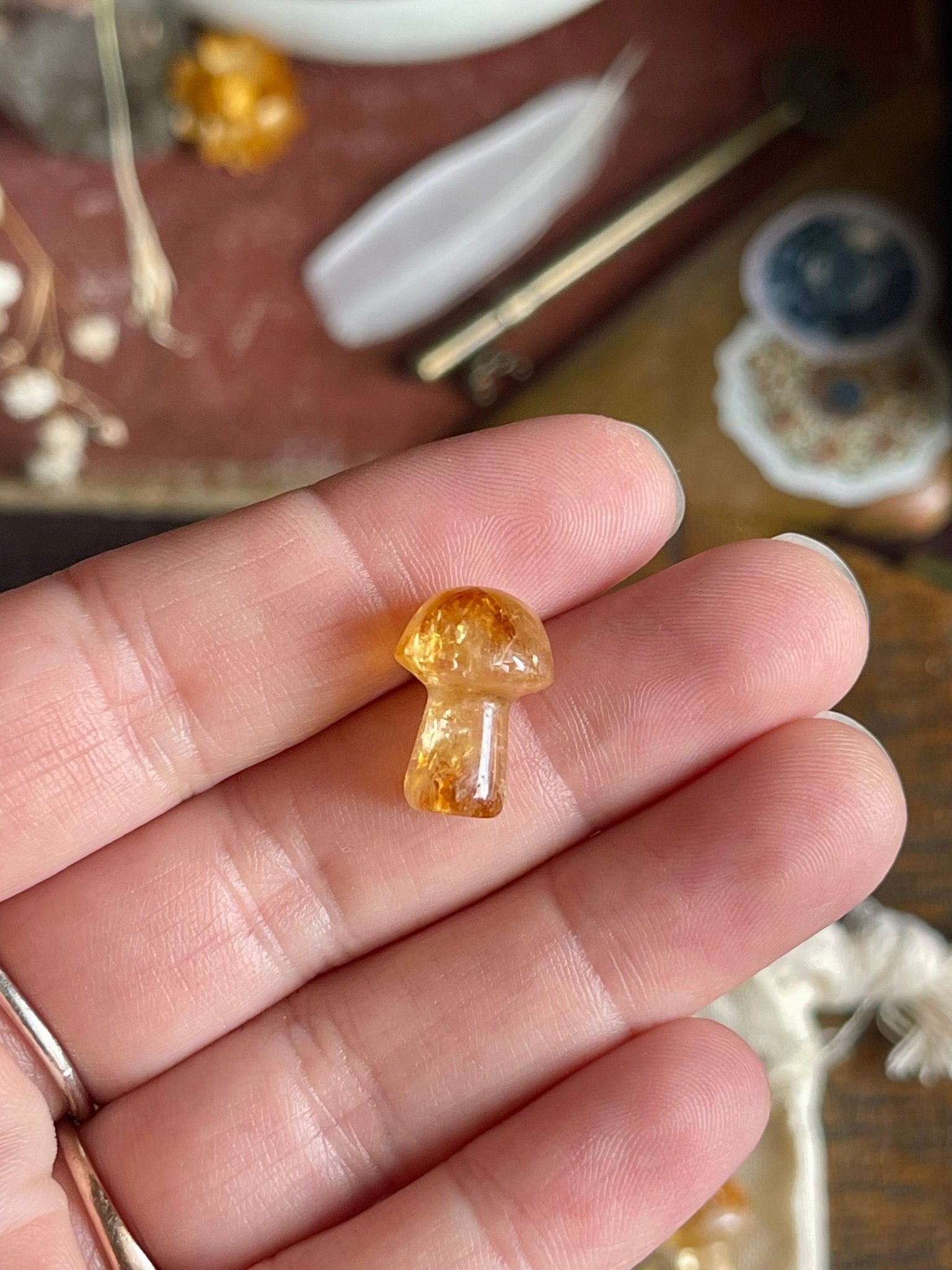 lil citrine crystal mushrooms - lil shop of light & love