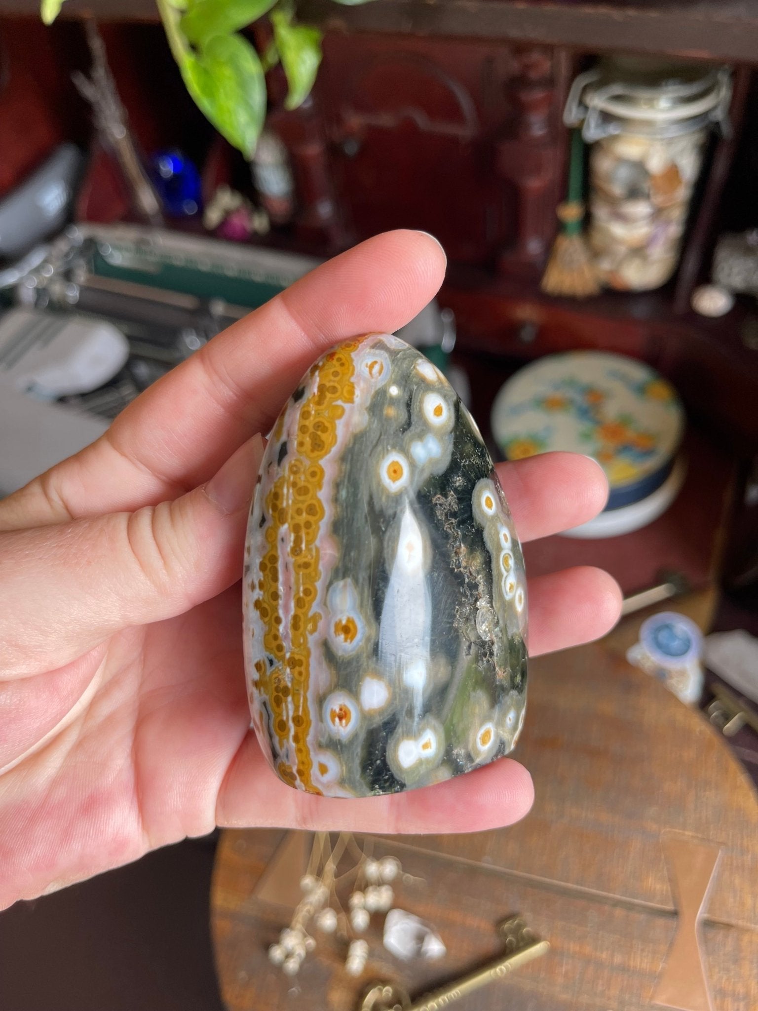 ocean jasper polished free form (orbicular chalcedony) - lil shop of light & love