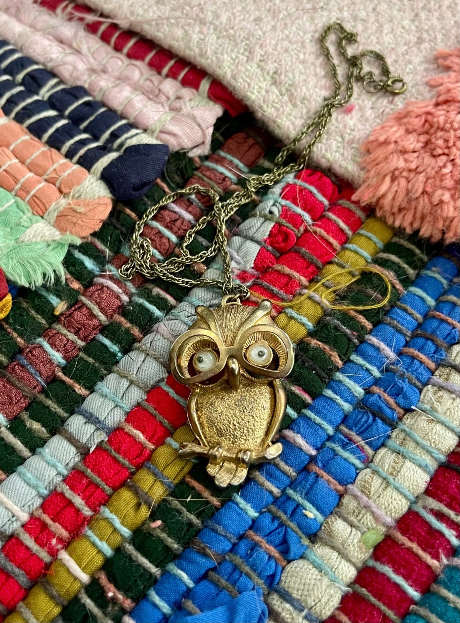 owl with glasses antique necklace (used) - Lil Shop of Light & Love