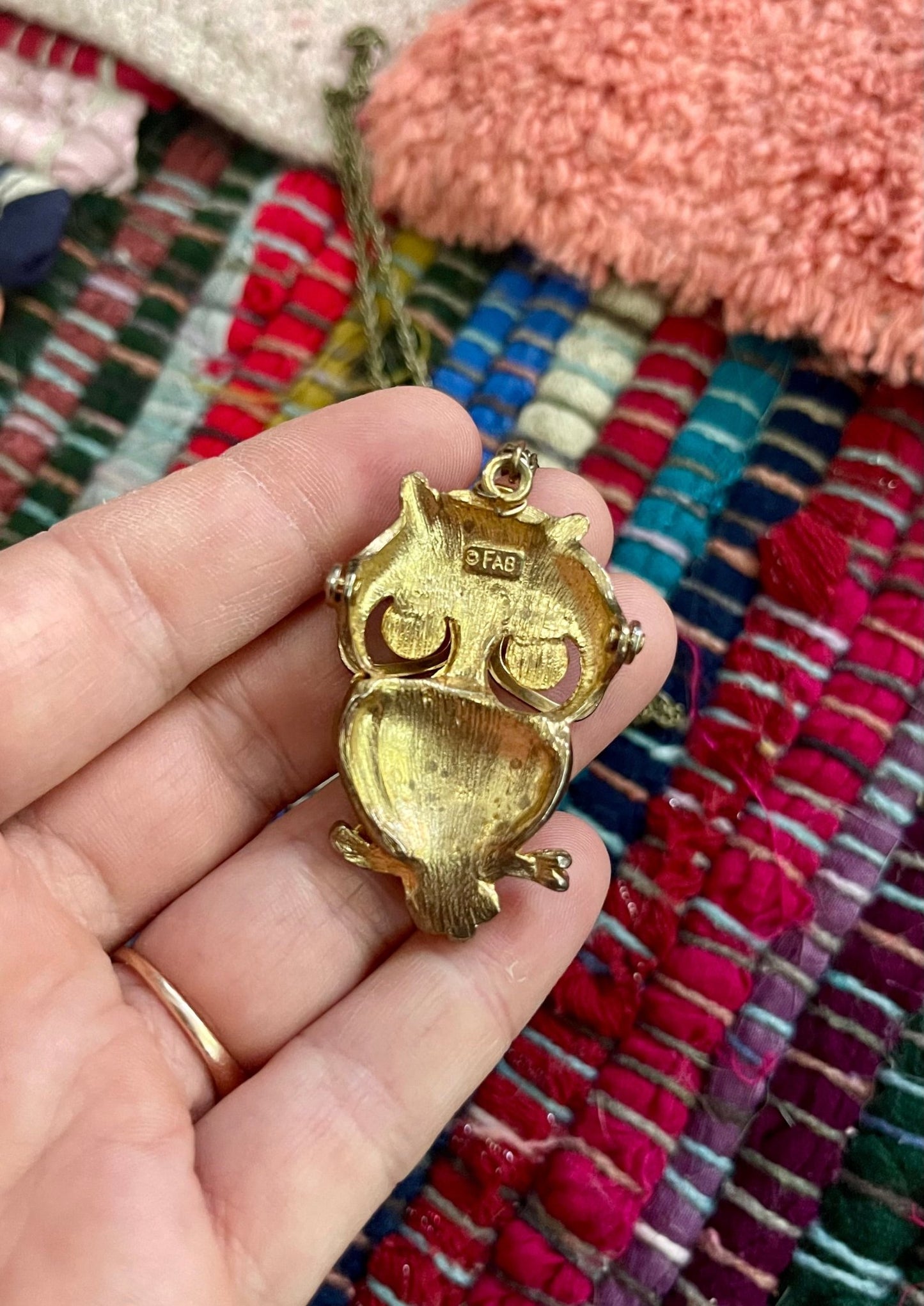 owl with glasses antique necklace (used) - Lil Shop of Light & Love