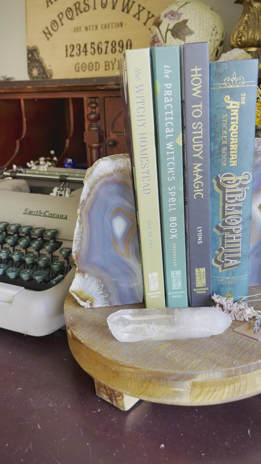 blue agate bookends