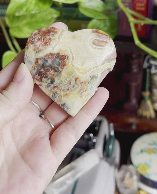 crazy lace agate | heart palm stones