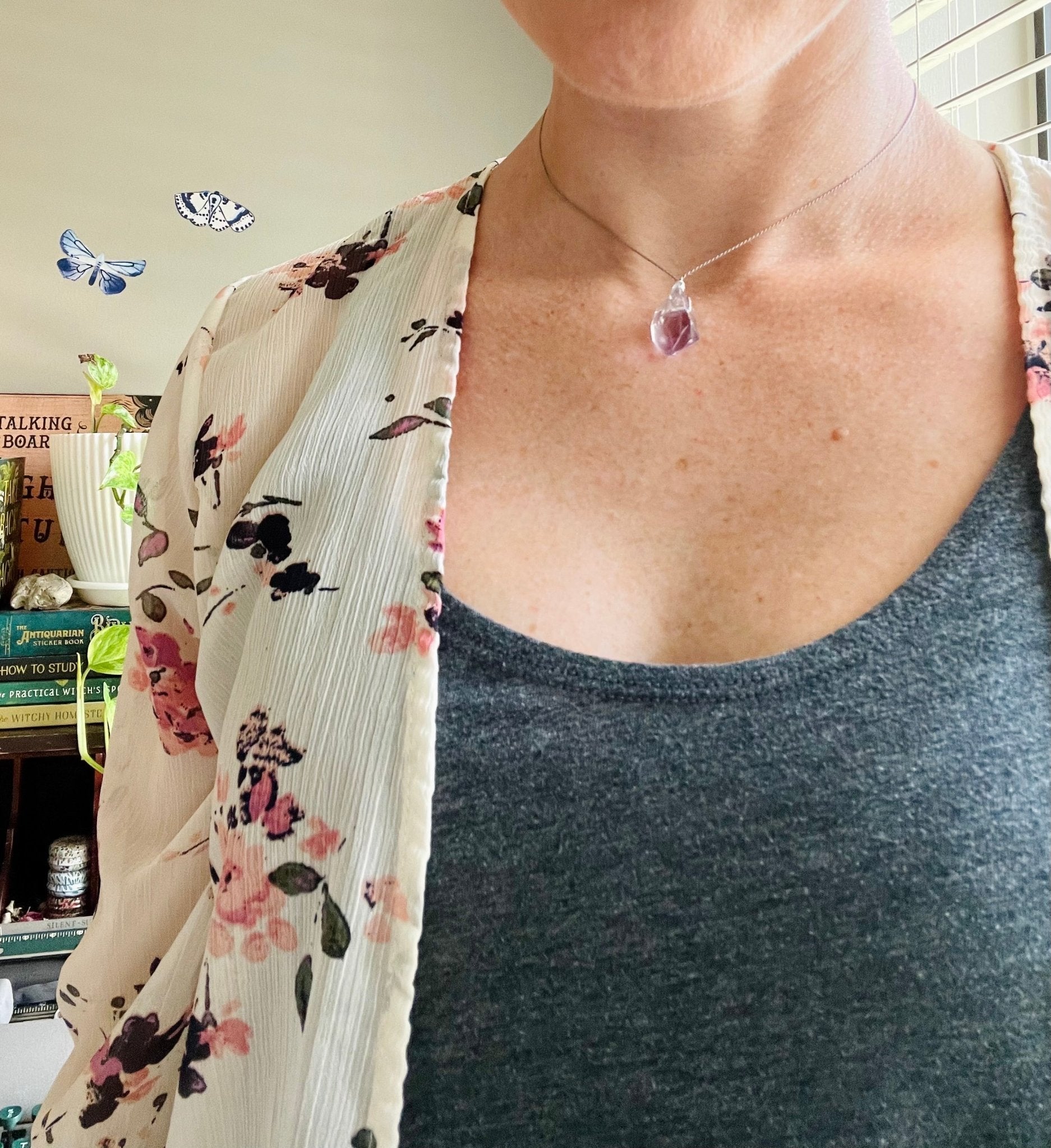 raw amethyst silk crystal necklace | adjustable choker - Lil Shop of Light & Love