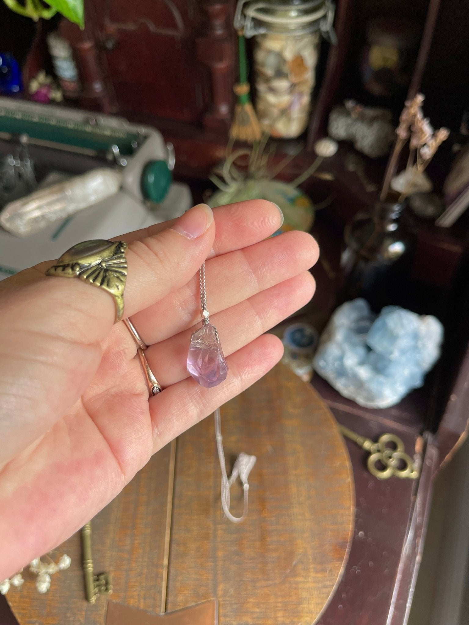 raw amethyst silk crystal necklace | adjustable choker - Lil Shop of Light & Love