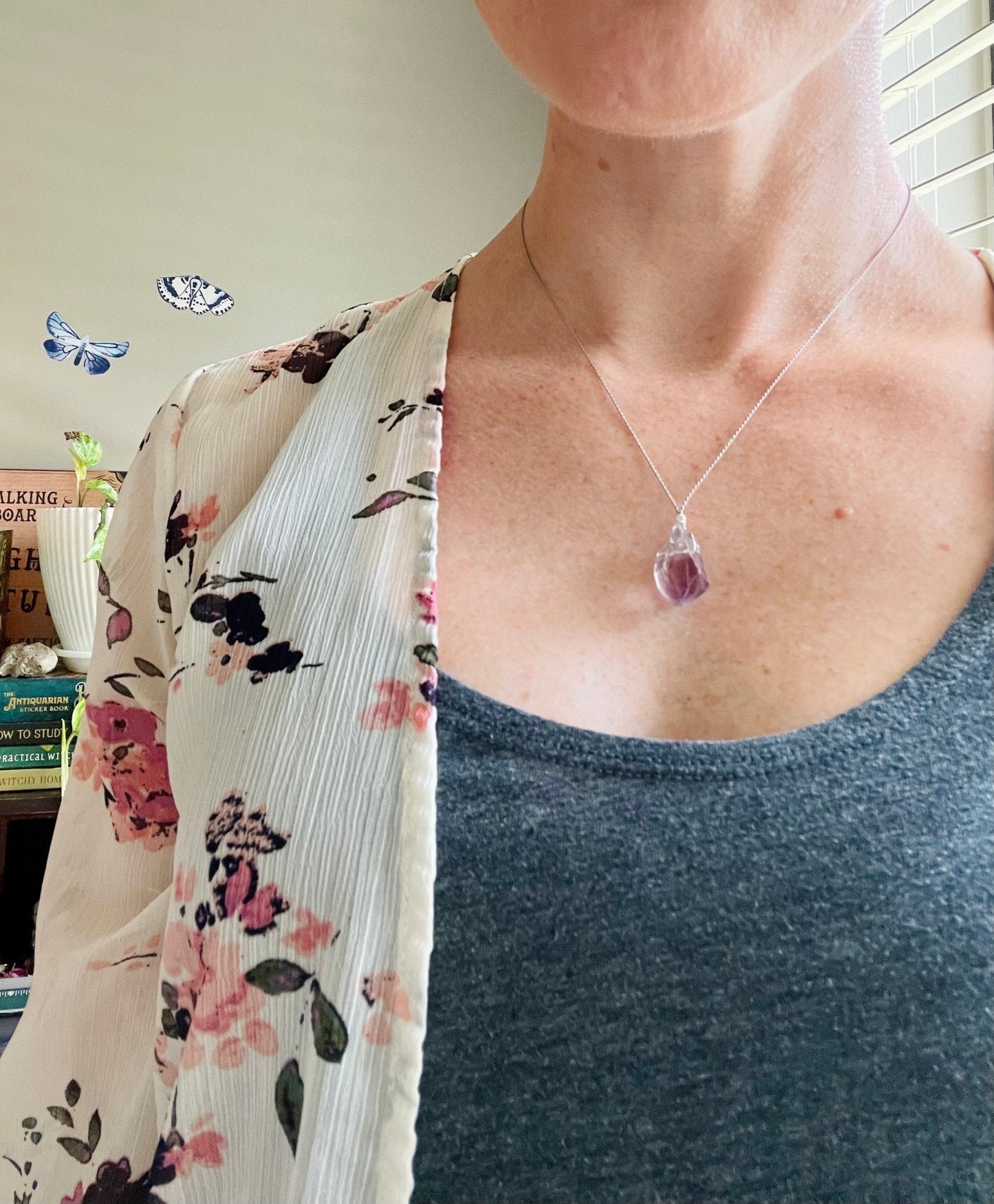 raw amethyst silk crystal necklace | adjustable choker - Lil Shop of Light & Love