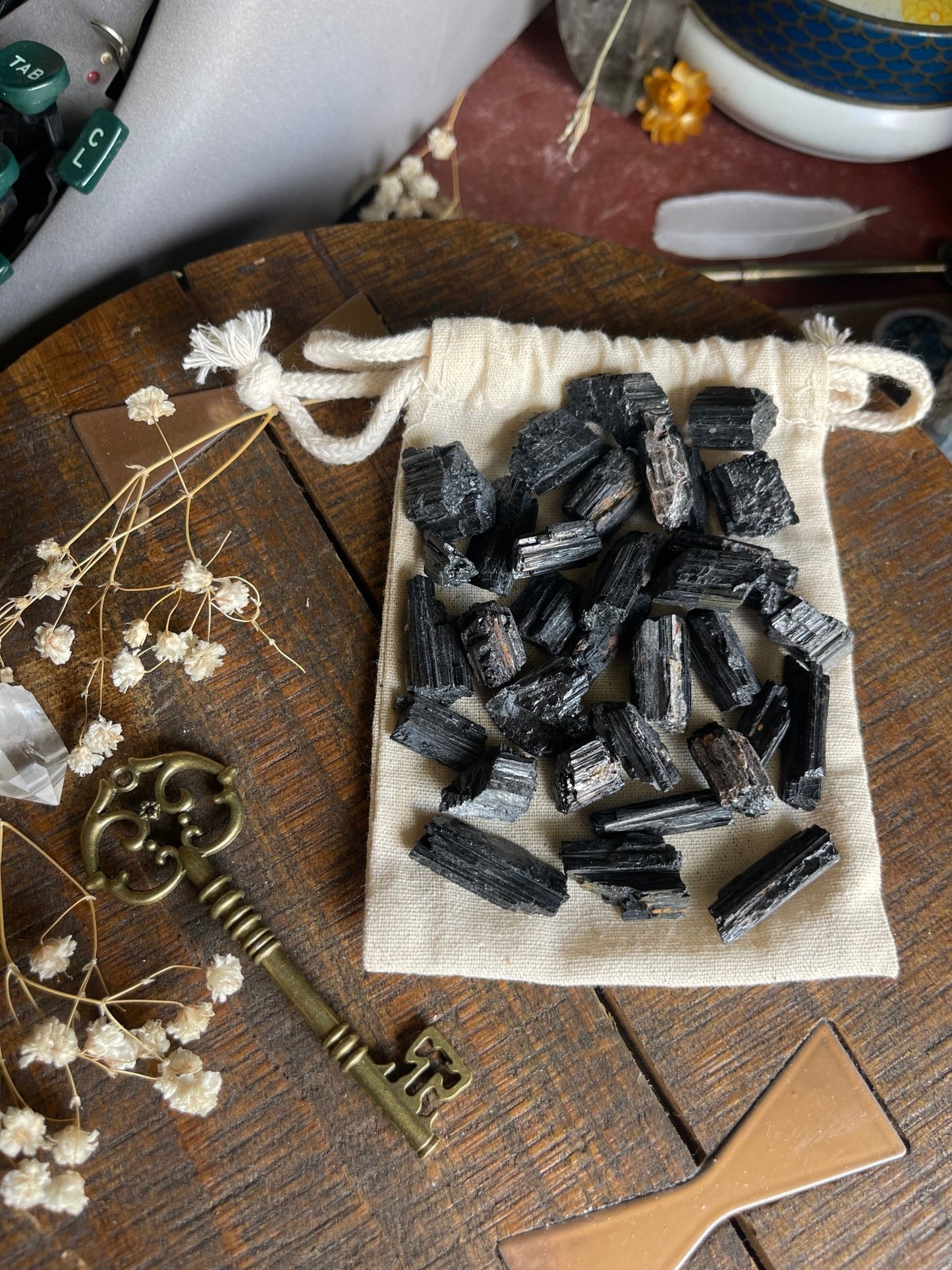 raw black tourmaline stones - lil shop of light & love