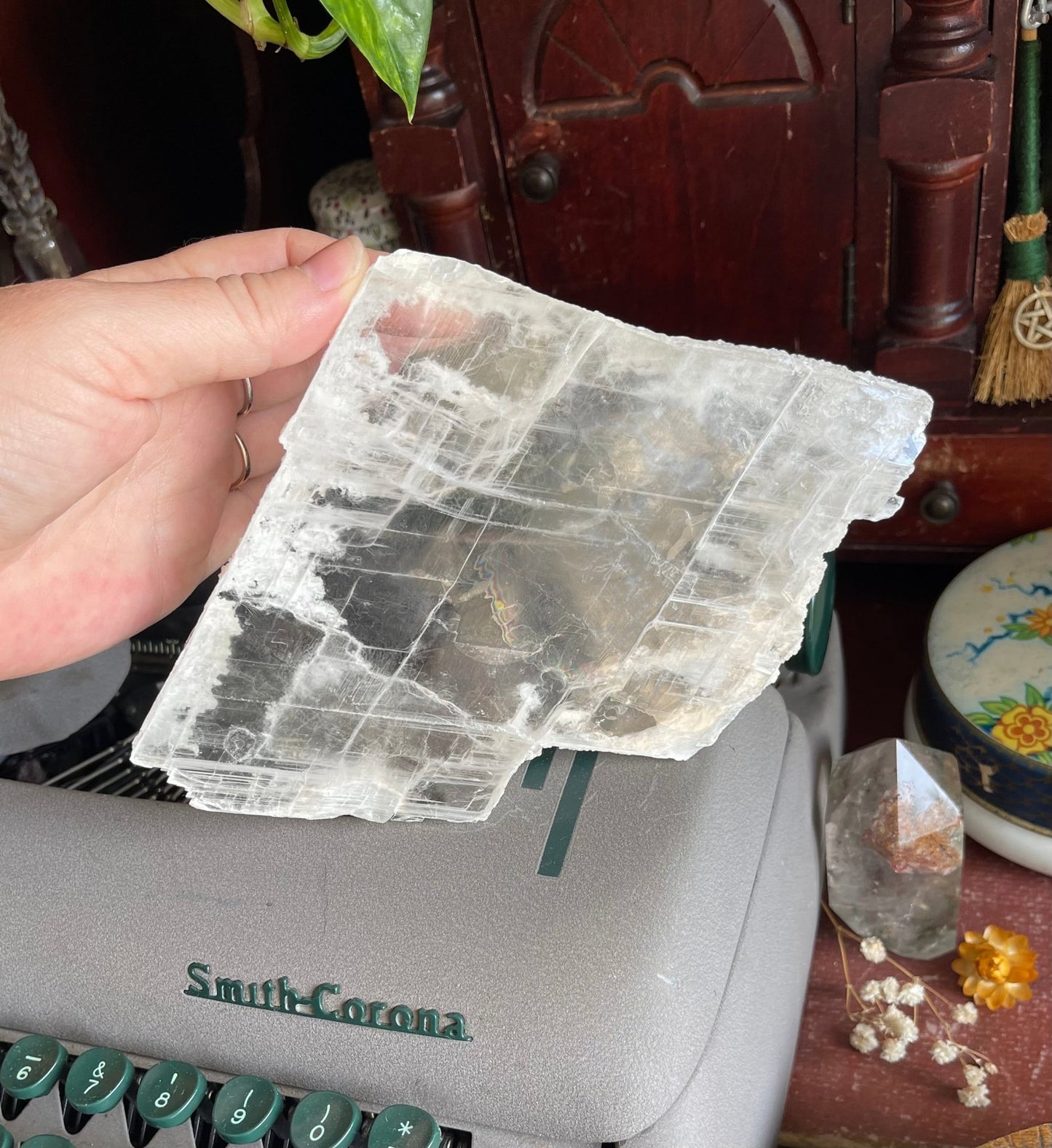 raw selenite crystal slab - lil shop of light & love