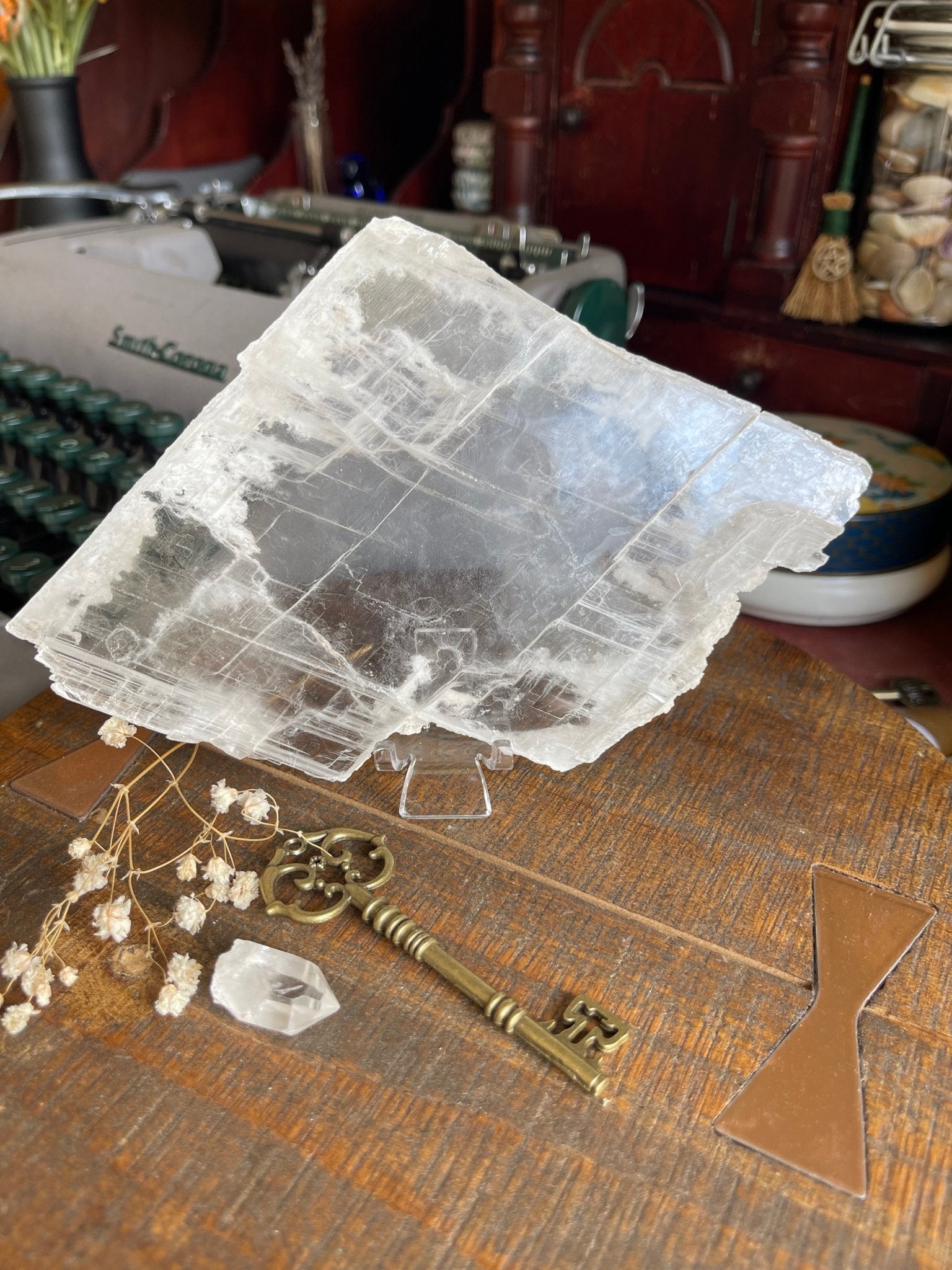 raw selenite crystal slab - lil shop of light & love