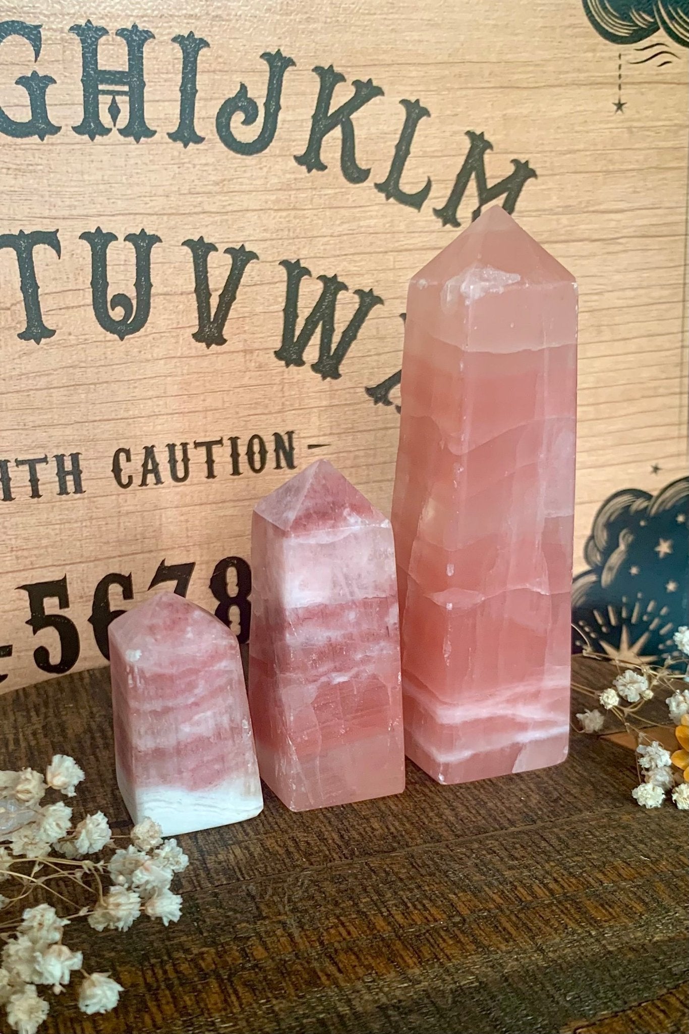 rose calcite towers - lil shop of light & love