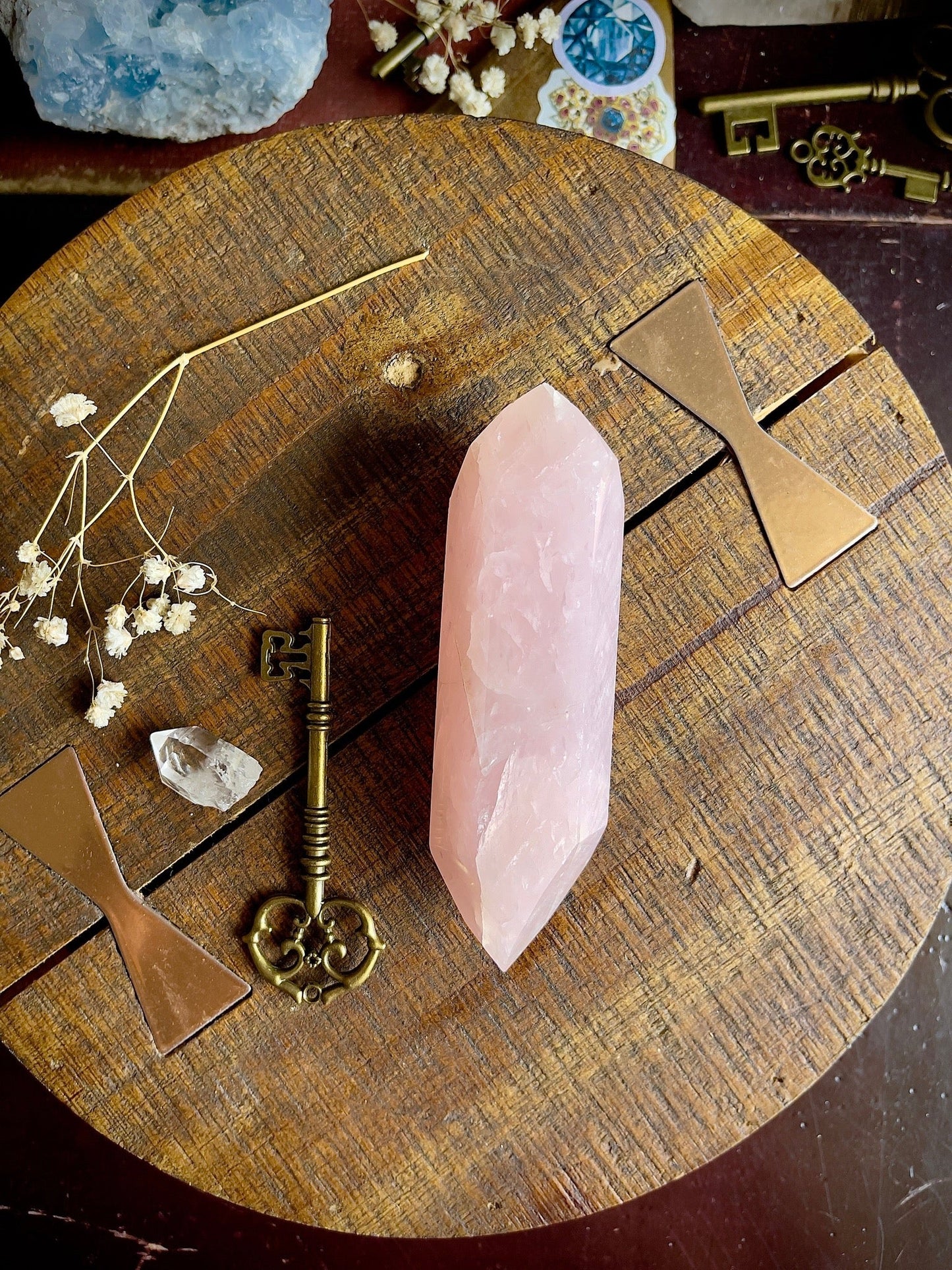 rose quartz double terminated point - lil shop of light & love