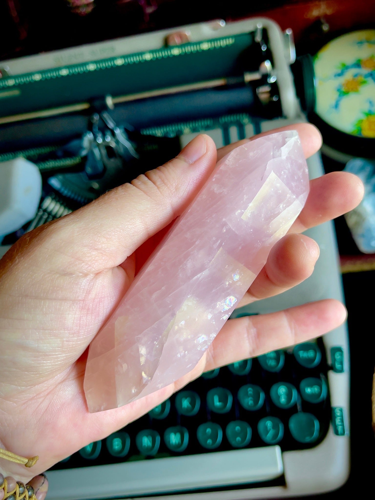 rose quartz double terminated point - lil shop of light & love