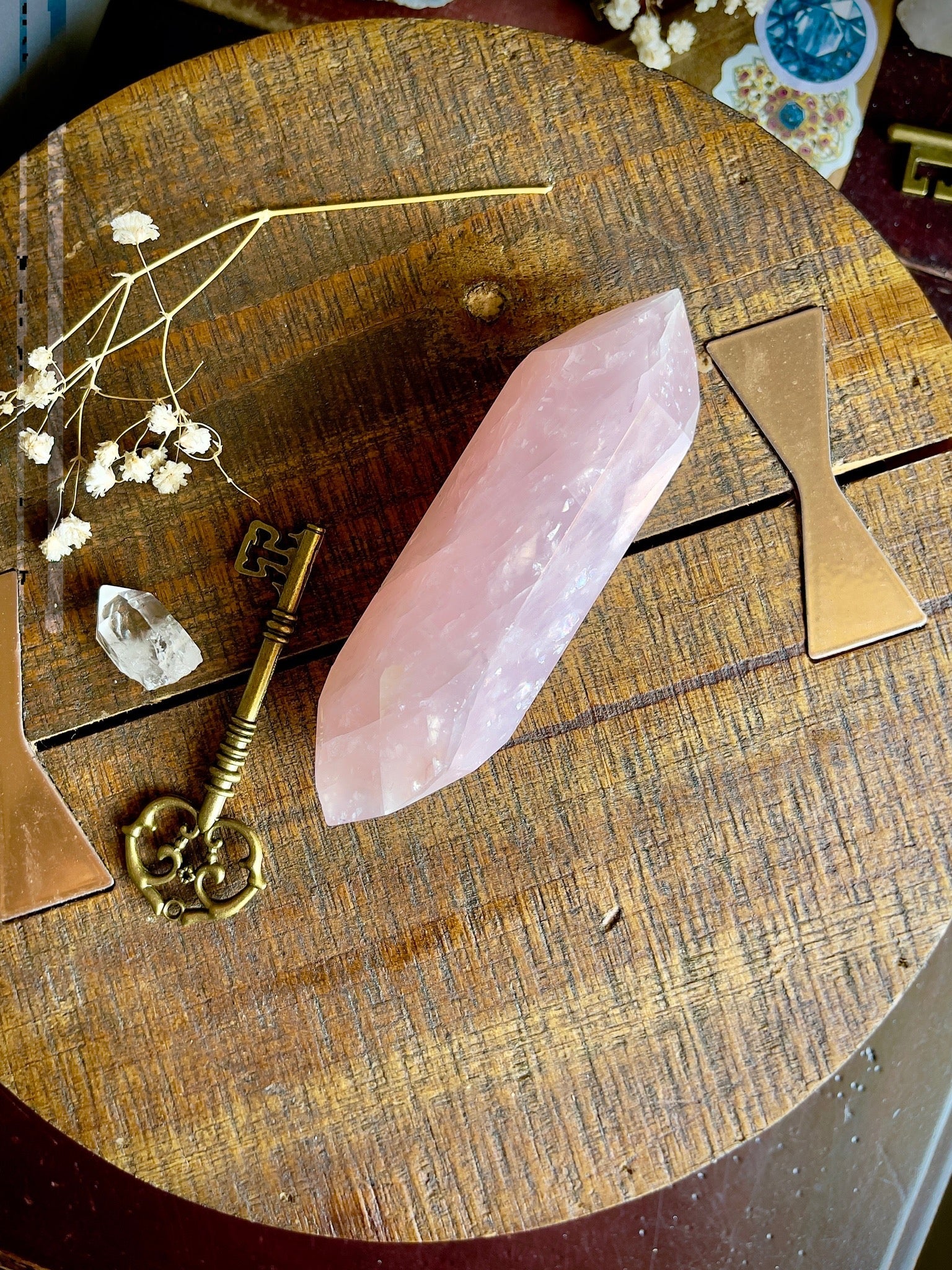 rose quartz double terminated point - lil shop of light & love