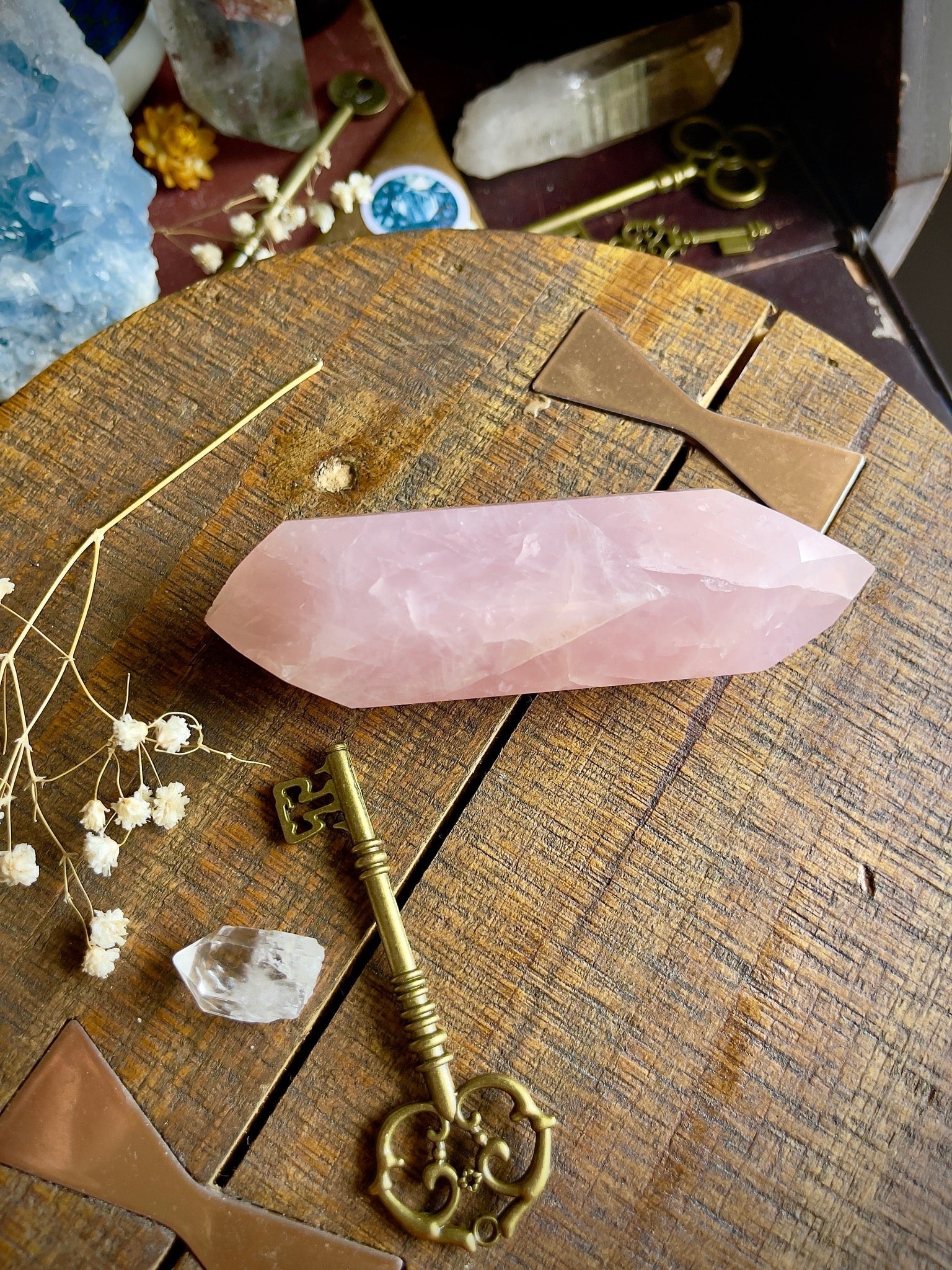 rose quartz double terminated point - lil shop of light & love