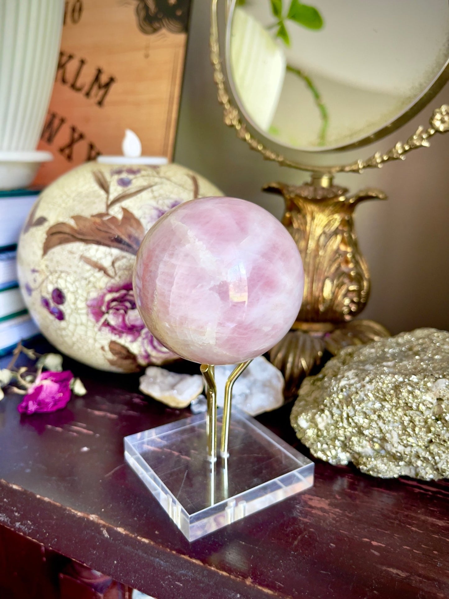 rose quartz sphere - lil shop of light & love