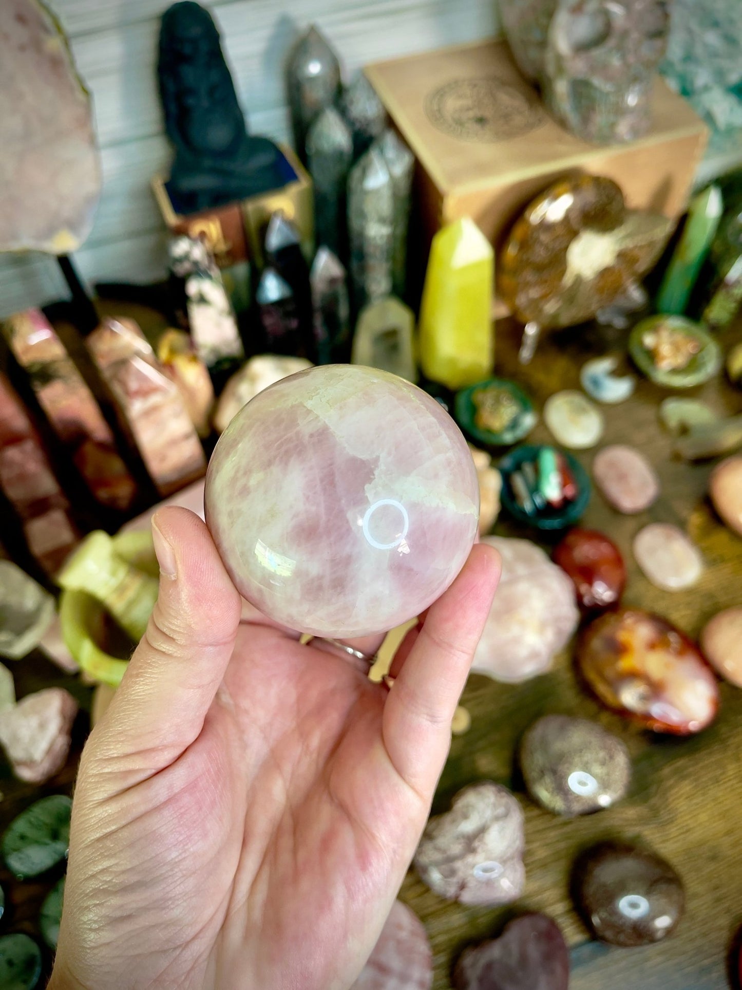 rose quartz sphere - lil shop of light & love