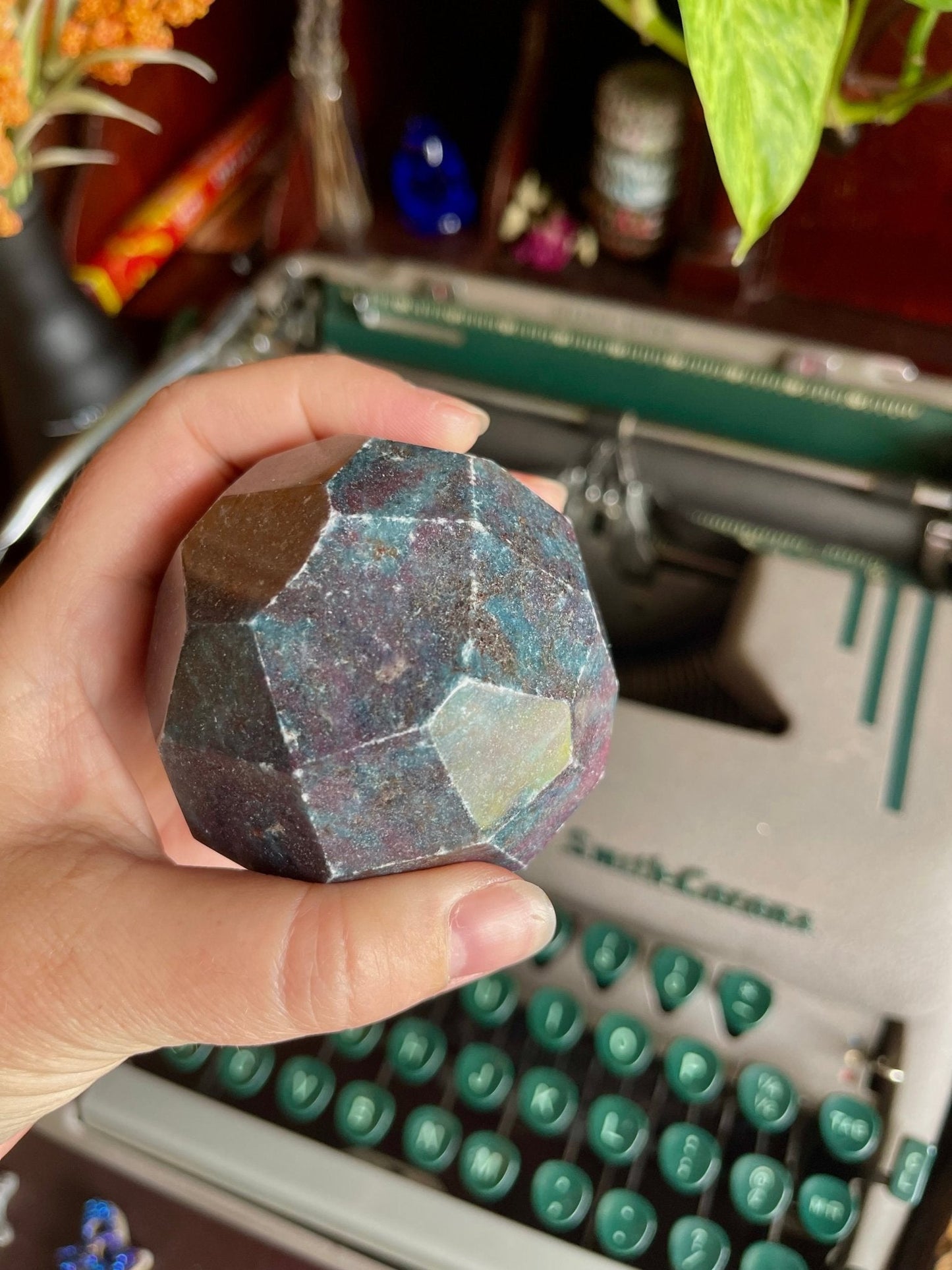 ruby in kyanite faceted spheres - Lil Shop of Light & Love