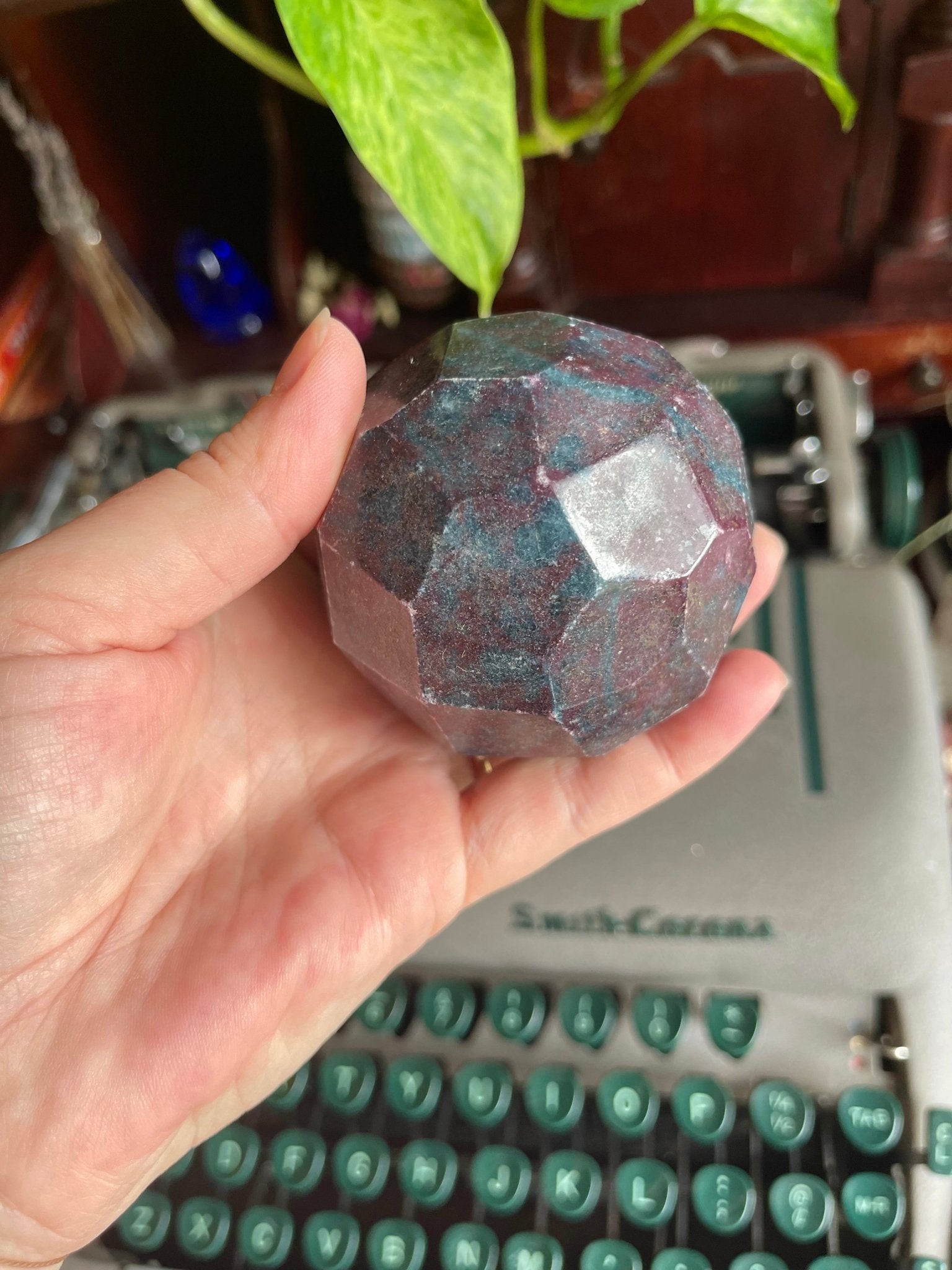 ruby in kyanite faceted spheres - Lil Shop of Light & Love