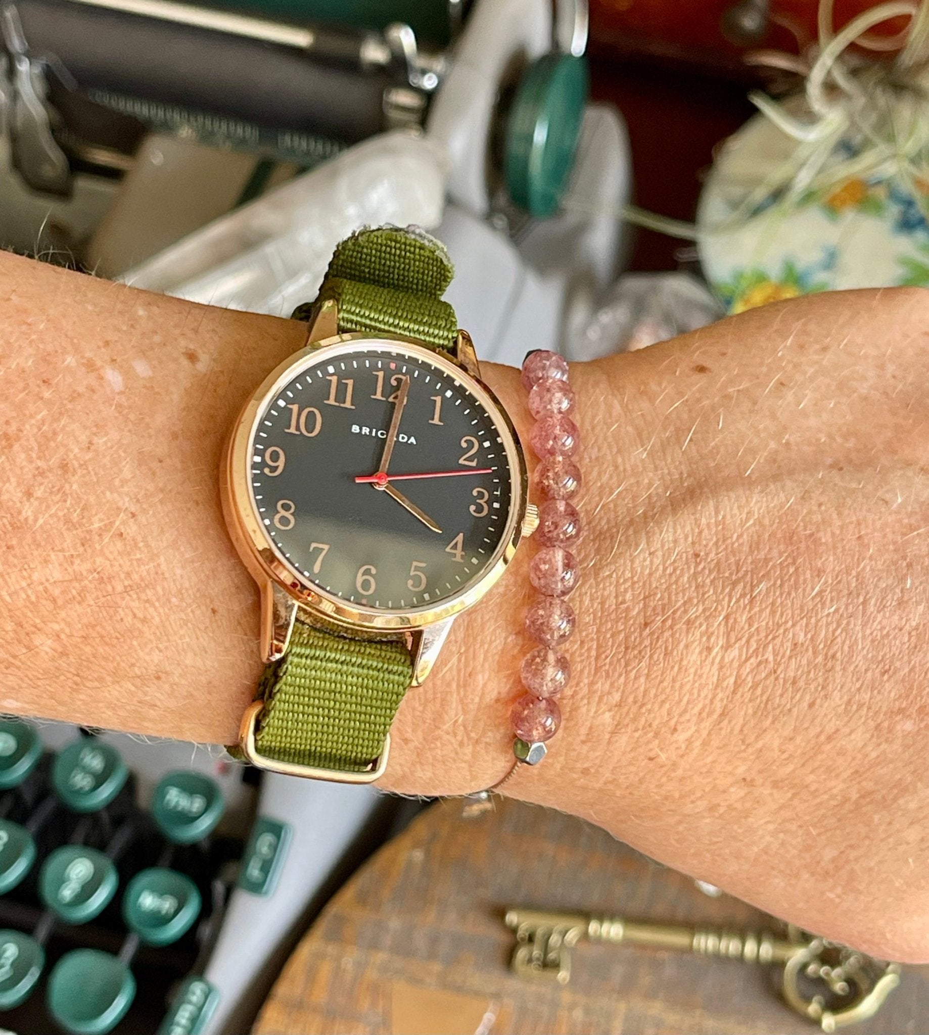 strawberry (hematoid) quartz adjustable silk crystal bracelet - Lil Shop of Light & Love