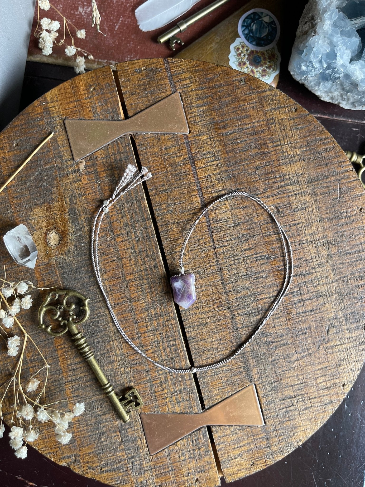 amethyst silk crystal necklace | adjustable choker - lil shop of light & love