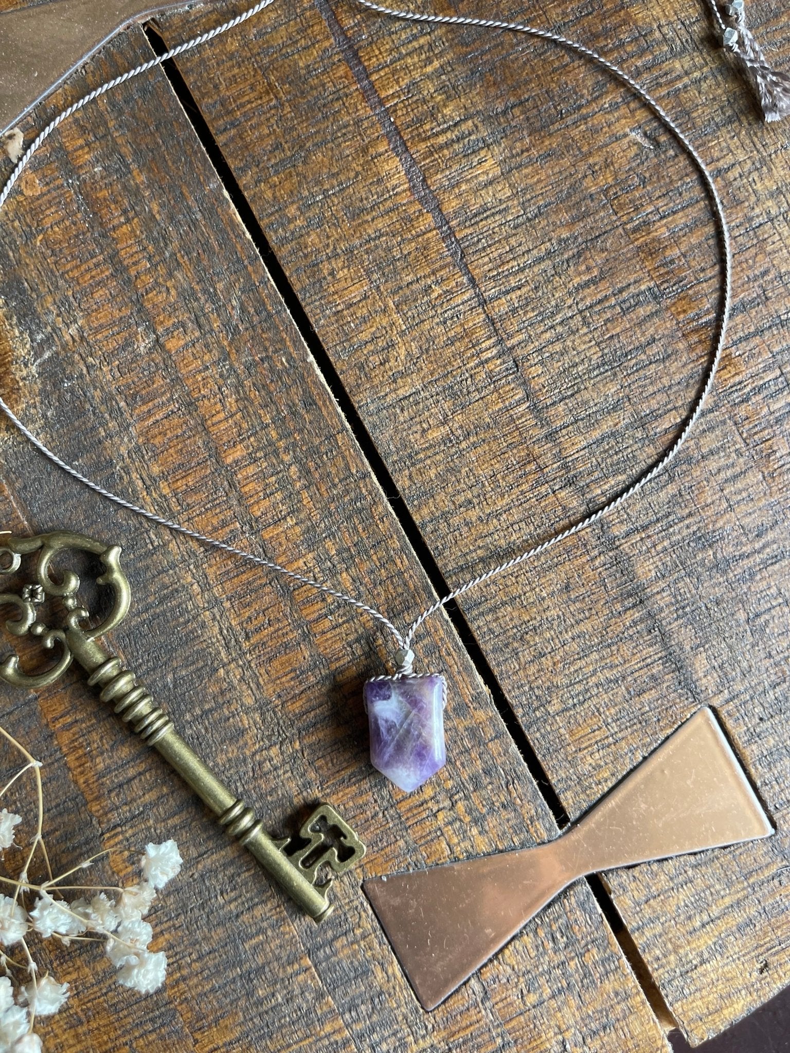 amethyst silk crystal necklace | adjustable choker - lil shop of light & love