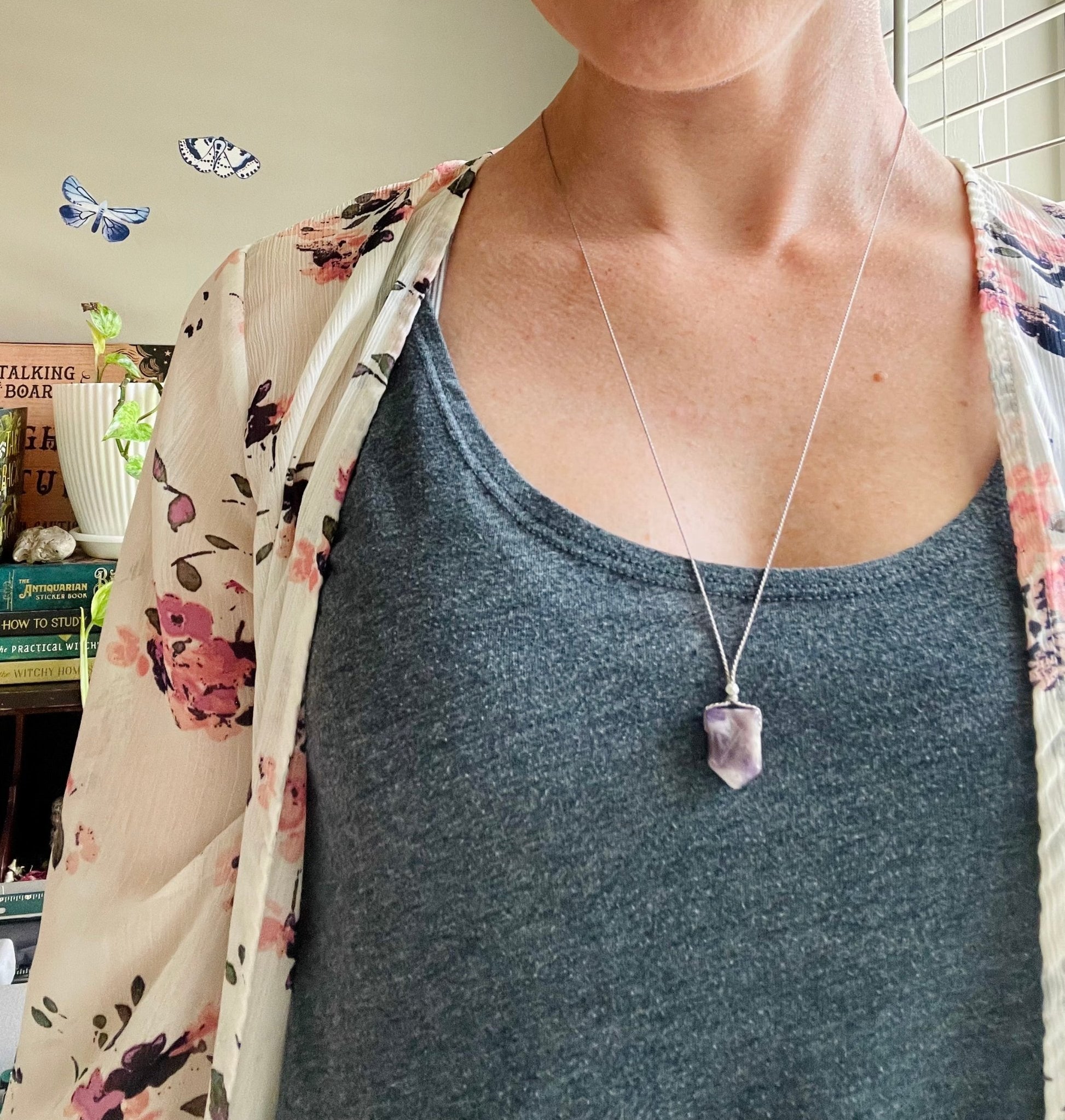 amethyst silk crystal necklace  adjustable choker – lil shop of