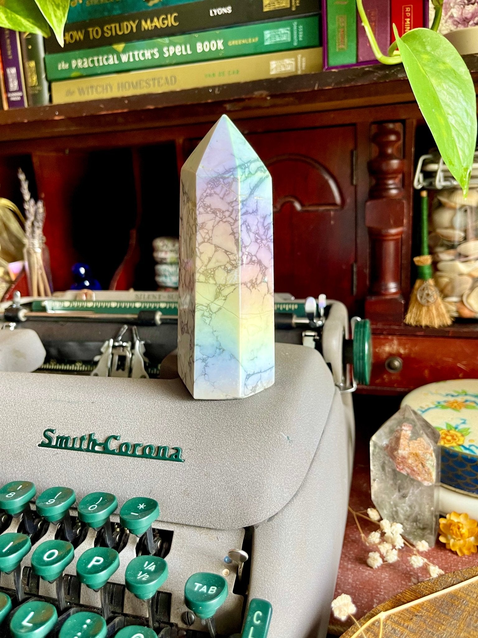 angel aura howlite tower - lil shop of light & love