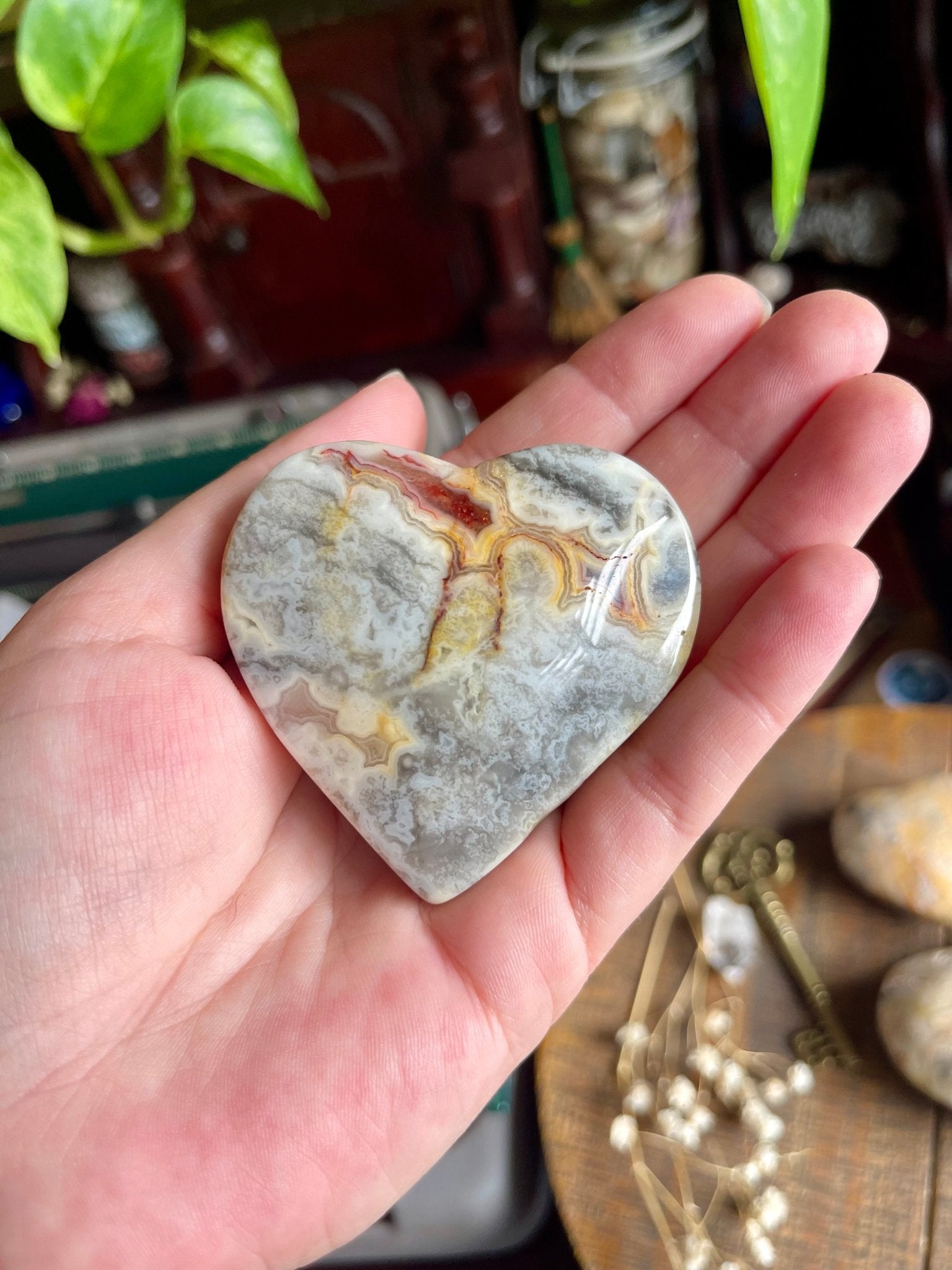crazy lace agate | heart palm stones - lil shop of light & love