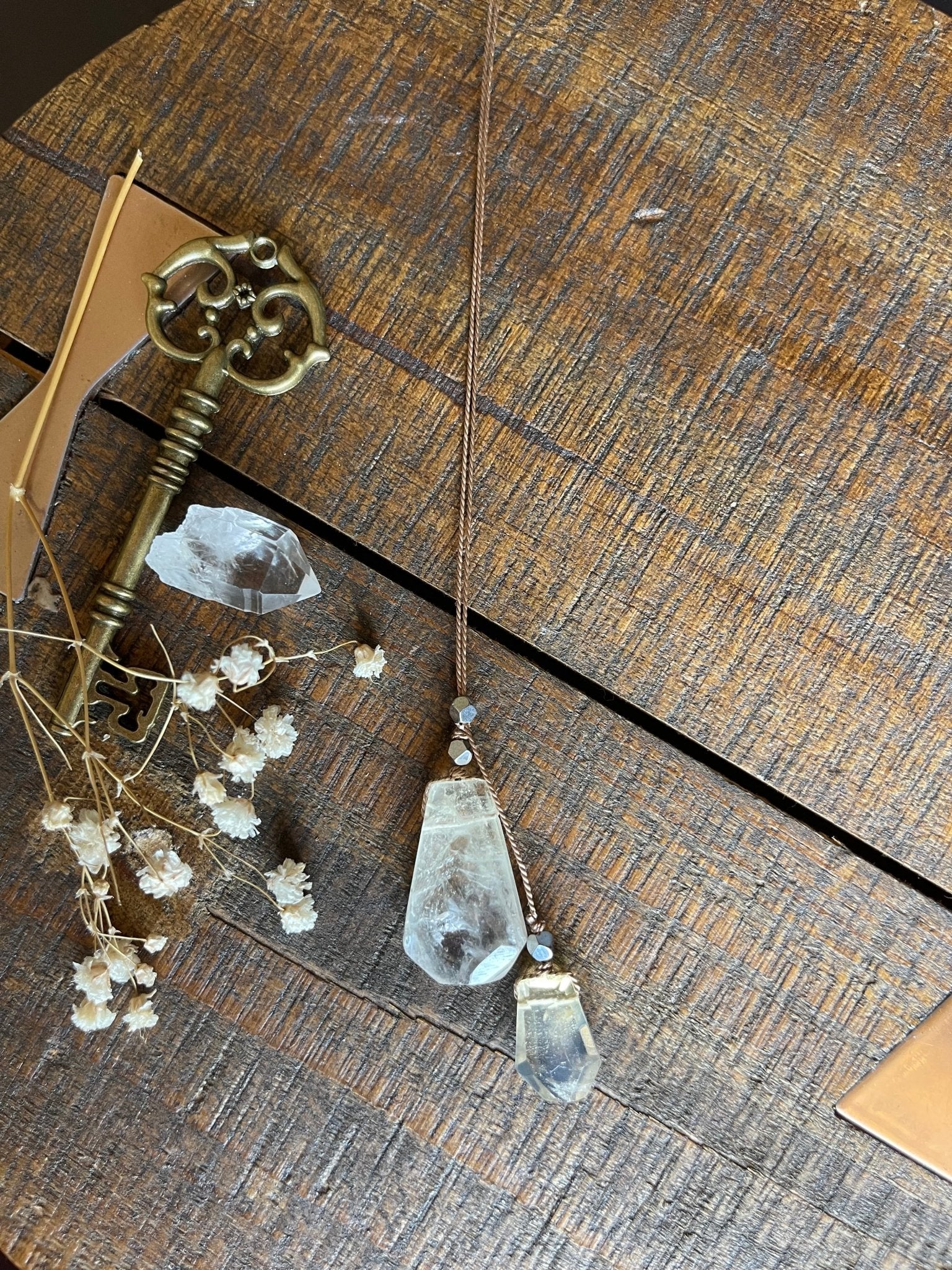 double citrine silk crystal necklace | adjustable lariat style - lil shop of light & love