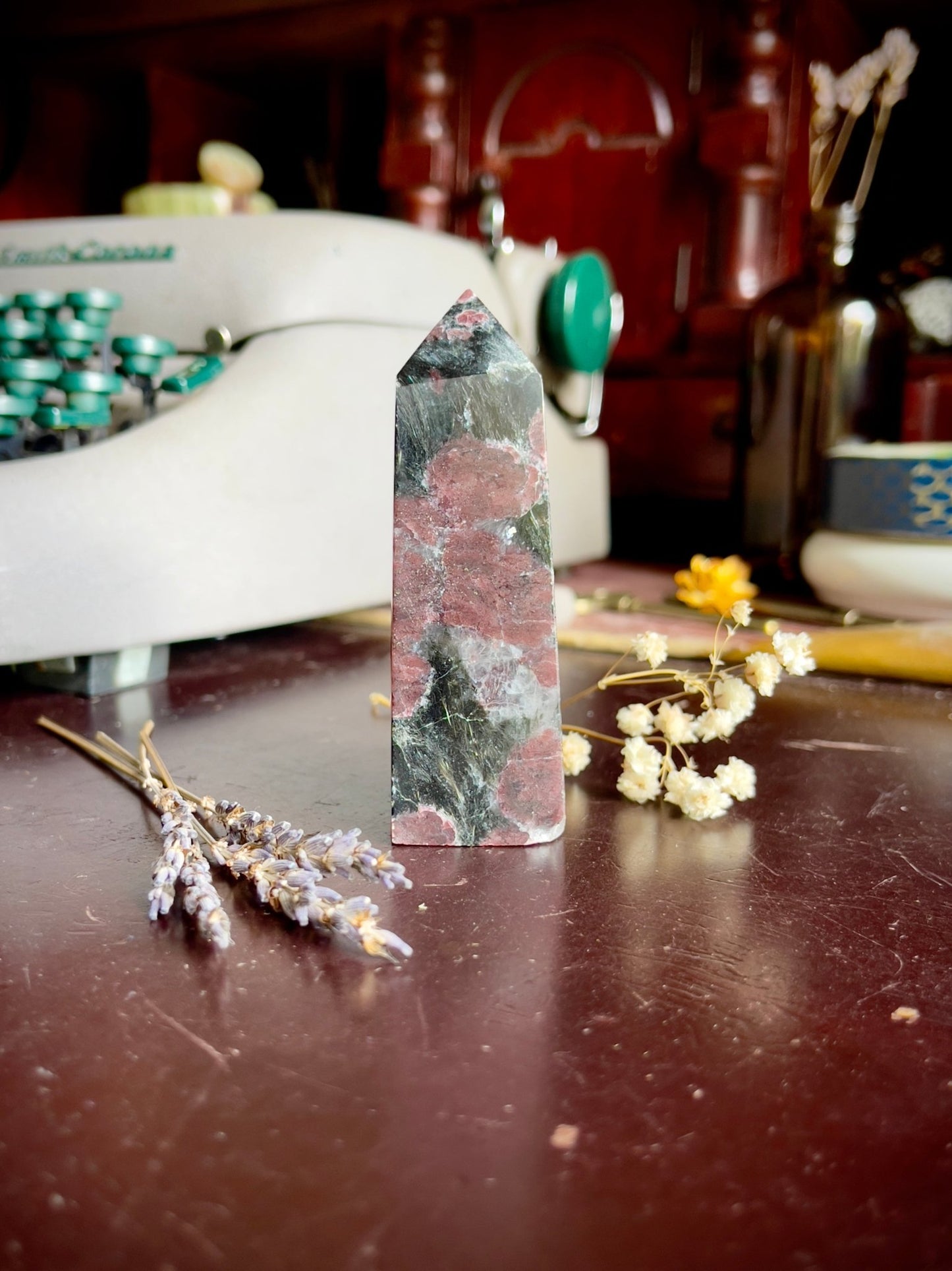 garnet in arfvedsonite towers - lil shop of light & love