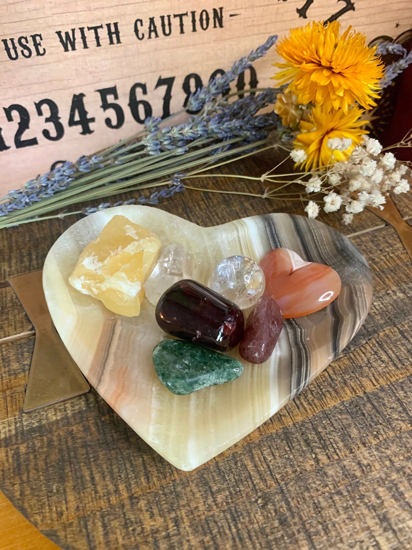 heart-shaped mexican onyx dish - Lil Shop of Light & Love