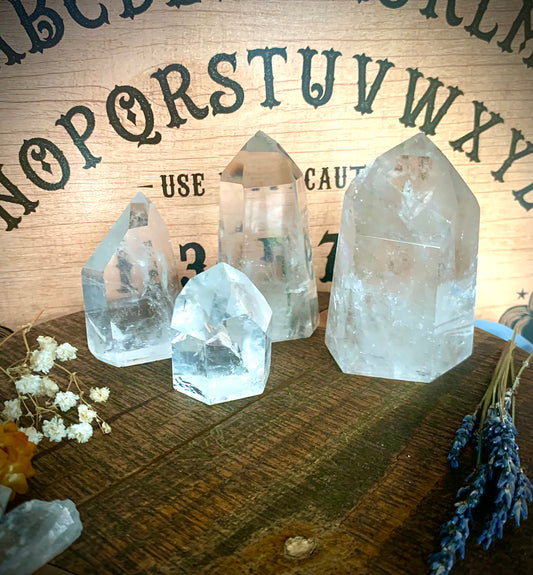 clear quartz cut base points