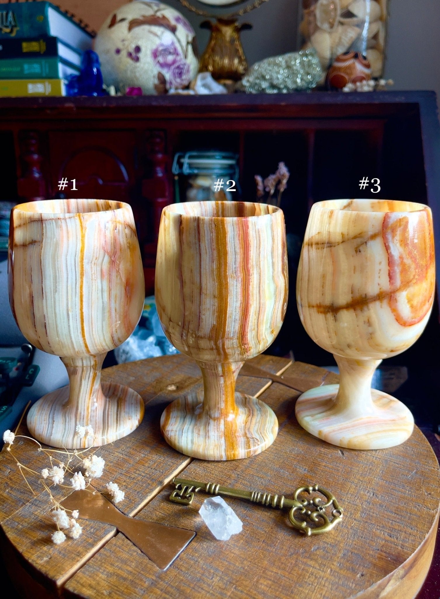 mexican onyx (aka banded calcite) goblets - lil shop of light & love
