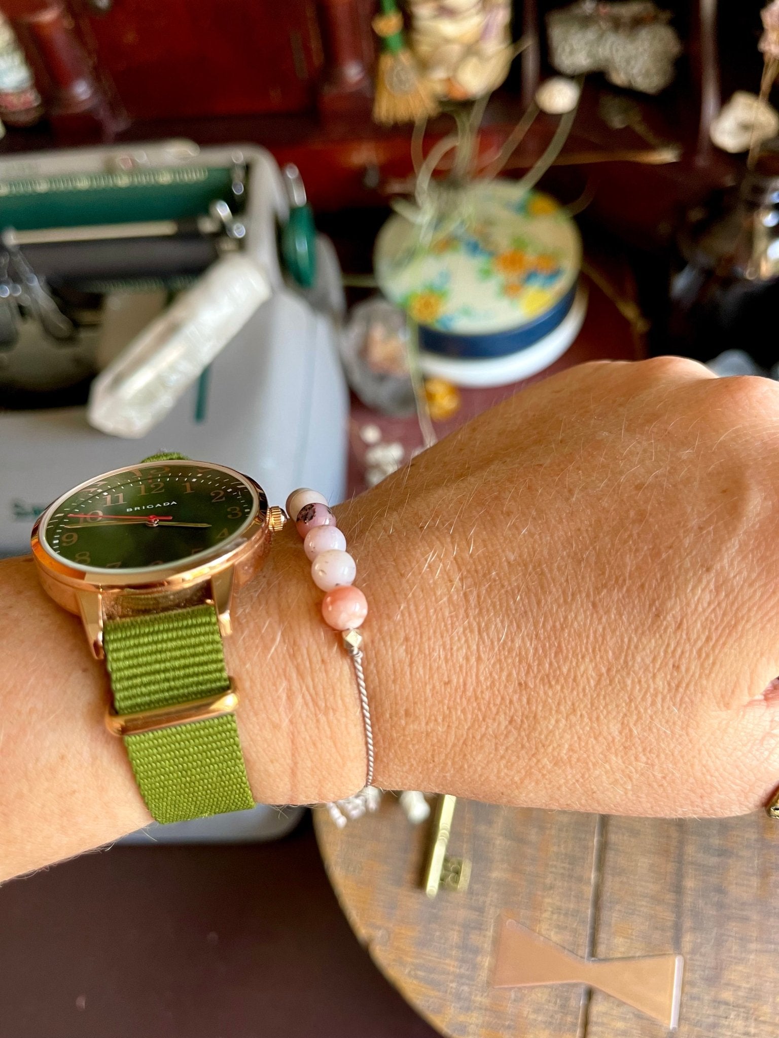 pink opal adjustable silk crystal bracelet - lil shop of light & love