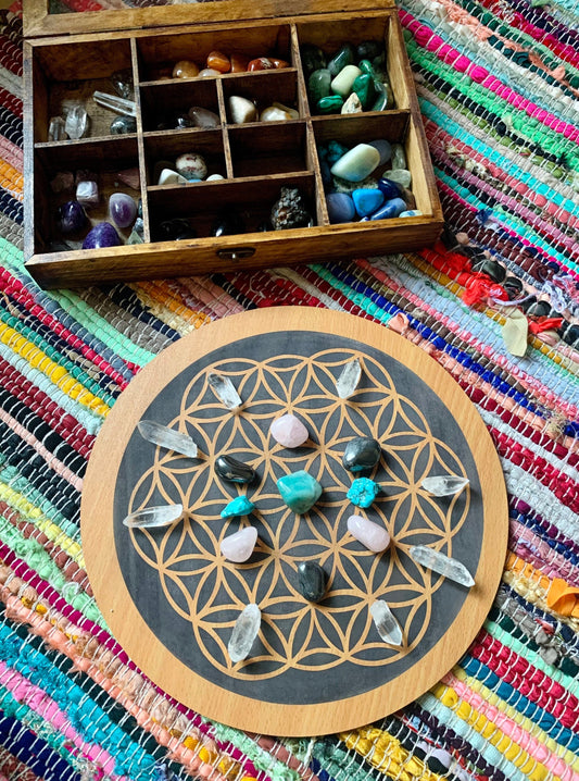 seed of life wooden crystal grid - Lil Shop of Light & Love