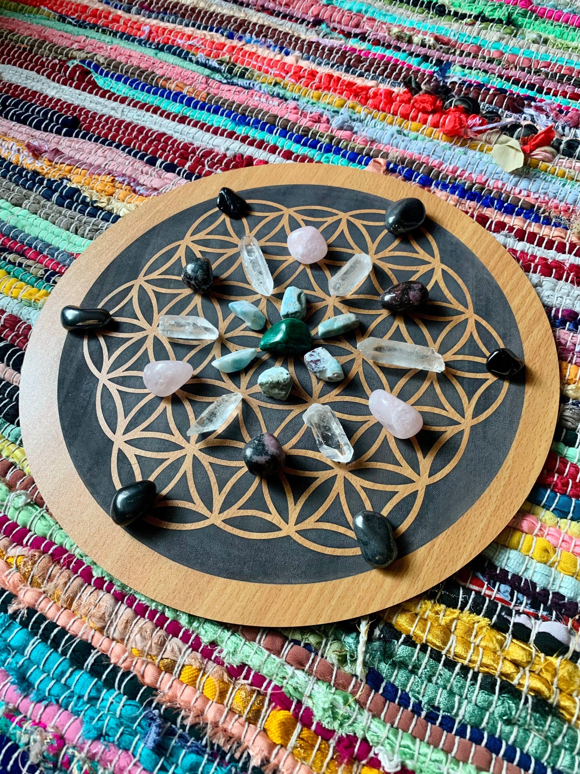 seed of life wooden crystal grid - Lil Shop of Light & Love