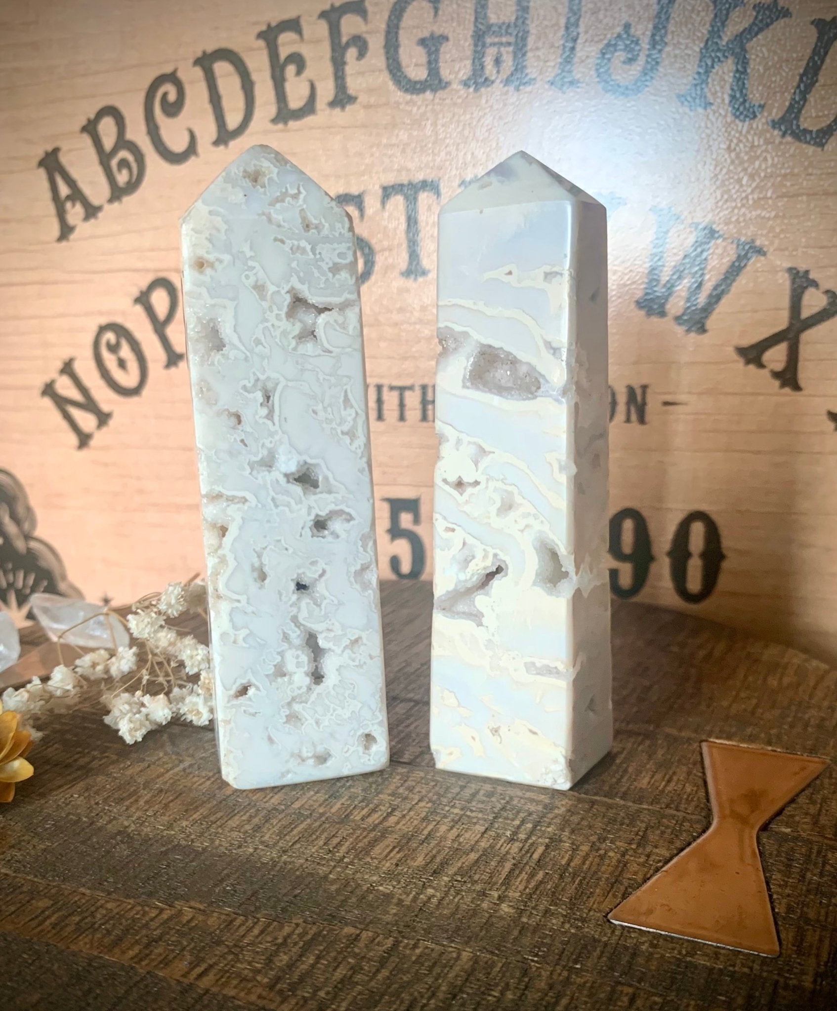 white crazy lace agate towers - lil shop of light & love